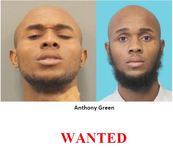 Two photo collage of wanted suspect, Anthony Green.